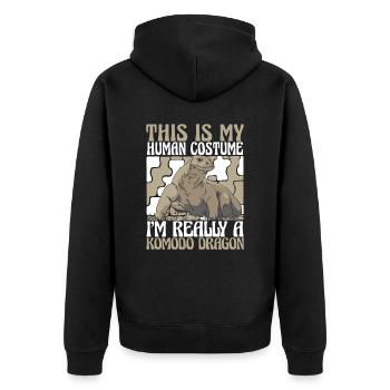 Komodowaran Tier Komodo Dragon Komodowarane - Unisex Premium Bio Zip Hoodie - Schwarz - Hinten - Nico (187cm)