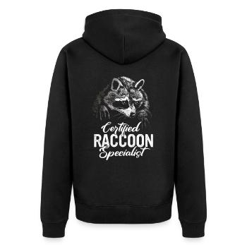 Raccoon - Unisex Premium Organic Zip Hoodie - black - Back - Nico (187cm)