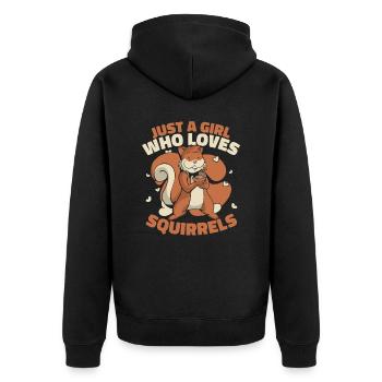Squirrel Animal - Unisex Premium Organic Zip Hoodie - black - Back - Nico (187cm)
