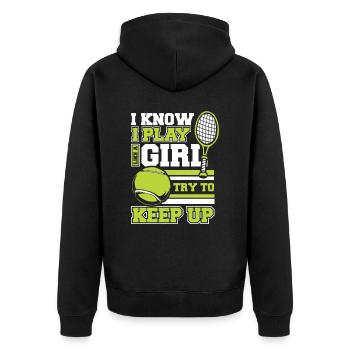 Tennis tennis player - Unisex Premium Organic Zip Hoodie - black - Back - Nico (187cm)