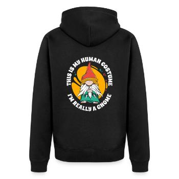 Garden Gnome Gardener Figurine - Unisex Premium Organic Zip Hoodie - black - Back - Nico (187cm)