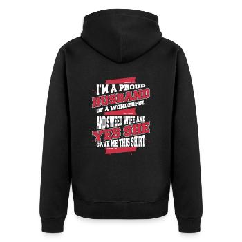 Ehemann Ehegatte Familie Hochzeit - Unisex Premium Bio Zip Hoodie - Schwarz - Hinten - Nico (187cm)
