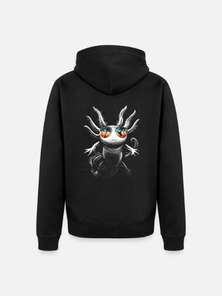 Poisson Axolotl - Veste à capuche bio Premium Unisexe - noir