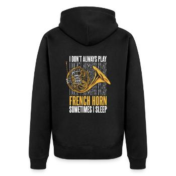 French Horn Instrument - Unisex Premium Bio Zip Hoodie - Schwarz - Hinten - Nico (187cm)