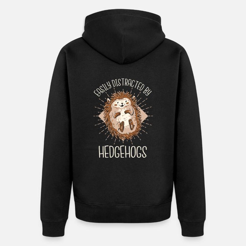 Igel Stachelig Tier Igel - Unisex Premium Bio Zip Hoodie - Schwarz