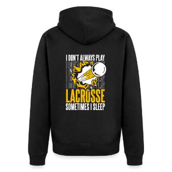 Lacrosse Sport Lacrosse Spieler - Unisex Premium Bio Zip Hoodie - Schwarz - Hinten - Nico (187cm)