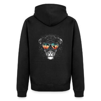 Lion Lion Animal Africa - Unisex Premium Organic Zip Hoodie - black - Back - Nico (187cm)