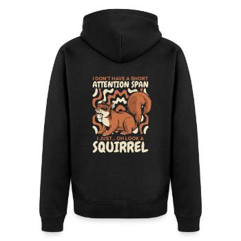 Squirrel Animal - Unisex Premium Organic Zip Hoodie - black - Back - Nico (187cm)