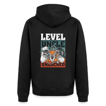 Uncle Fmie Great-Uncle Uncle - Unisex Premium Organic Zip Hoodie - black - Back - Nico (187cm)