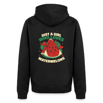 Watermelon Melon Fruit - Unisex Premium Organic Zip Hoodie - black - Back - Nico (187cm)