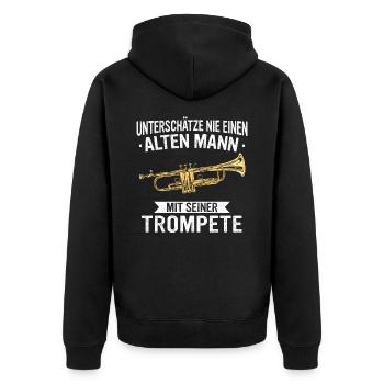 Trompeten Instrument Trompetenspieler - Unisex Premium Bio Zip Hoodie - Schwarz - Hinten - Nico (187cm)