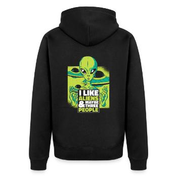 Alien UFO Aliens Außerirdischer - Unisex Premium Organic Zip Hoodie - black - Back - Nico (187cm)