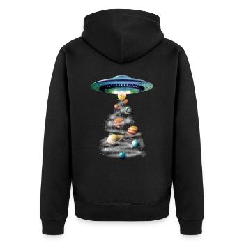 Alien UFO Aliens Außerirdischer - Unisex Premium Organic Zip Hoodie - black - Back - Nico (187cm)