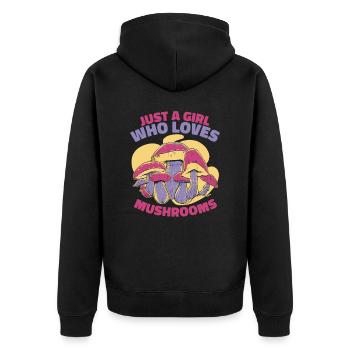Pilz Pilze Funghi Champignon - Unisex Premium Bio Zip Hoodie - Schwarz - Hinten - Nico (187cm)