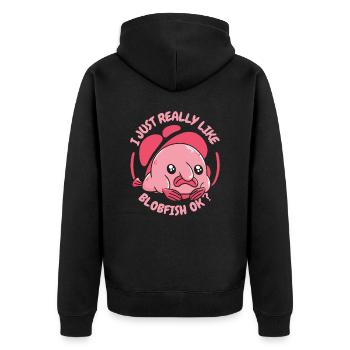 Blobfish Fish Funny Blob Blobby Blobfish - Unisex Premium Organic Zip Hoodie - black - Back - Nico (187cm)