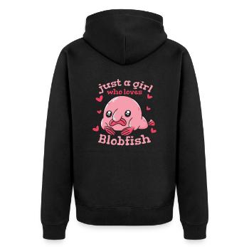 Blobfish Fish Funny Blob Blobby Blobfish - Unisex Premium Organic Zip Hoodie - black - Back - Nico (187cm)