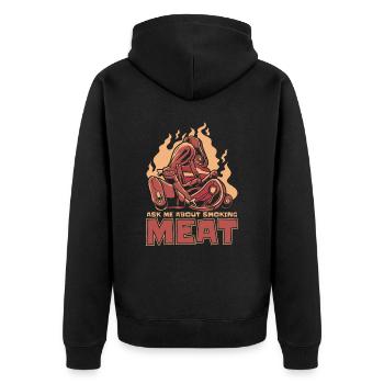 Meat Smoking BBQ Grill Smoke Beef Smoker - Unisex Premium Organic Zip Hoodie - black - Back - Nico (187cm)