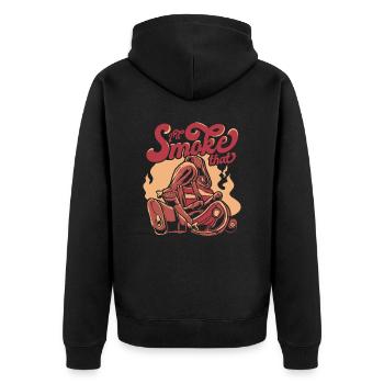 Meat Smoking BBQ Grill Smoke Beef Smoker - Unisex Premium Organic Zip Hoodie - black - Back - Nico (187cm)