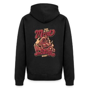 Meat Smoking BBQ Grill Smoke Beef Smoker - Unisex Premium Organic Zip Hoodie - black - Back - Nico (187cm)