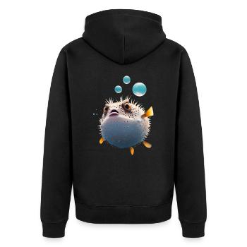 Puffer fish puffer fish Fish Ocean animal - Unisex Premium Organic Zip Hoodie - black - Back - Nico (187cm)