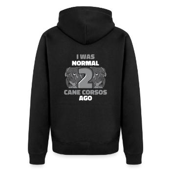 Cane Corso Hund - Unisex Premium Bio Zip Hoodie - Schwarz - Hinten - Nico (187cm)