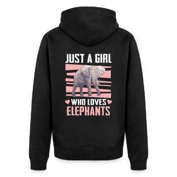 Elefant Tier Elefanten Zoo - Unisex Premium Bio Zip Hoodie - Schwarz - Hinten - Nico (187cm)