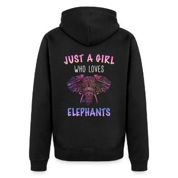 Elefant Tier Elefanten Zoo - Unisex Premium Bio Zip Hoodie - Schwarz - Hinten - Nico (187cm)