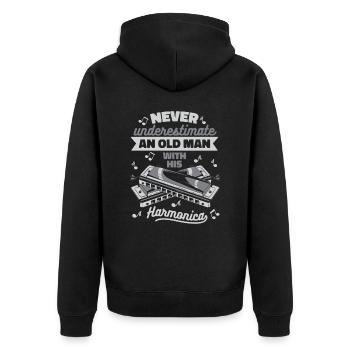 Harmonica Harmonica Musique Instrument - Veste à capuche bio Premium Unisexe - noir - Dos - Nico (187cm)