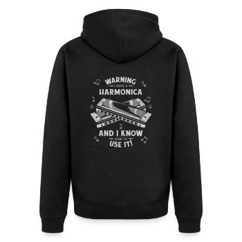 Harmonica Harmonica Musique Instrument - Veste à capuche bio Premium Unisexe - noir - Dos - Nico (187cm)