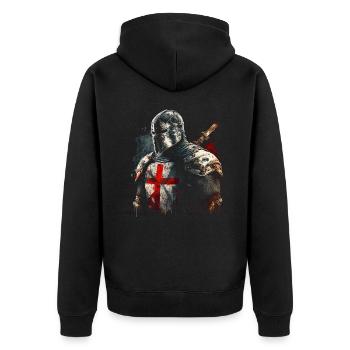 Deus Vult Kreuzritter Tempelritter Mittelalter - Unisex Premium Bio Zip Hoodie - Schwarz - Hinten - Nico (187cm)