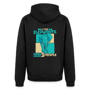 Elefant Tier Elefanten Zoo - Unisex Premium Bio Zip Hoodie - Schwarz - Hinten - Nico (187cm)