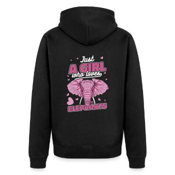 Elefant Tier Elefanten Zoo - Unisex Premium Bio Zip Hoodie - Schwarz - Hinten - Nico (187cm)