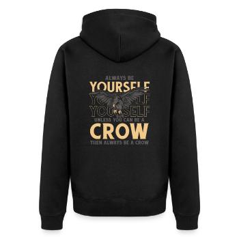 Rabe Raben Krähe Krähen Vogel Tier - Unisex Premium Bio Zip Hoodie - Schwarz - Hinten - Nico (187cm)