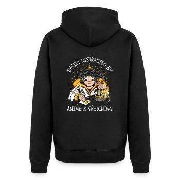 Anime Skizzieren Japan Japanisch - Unisex Premium Bio Zip Hoodie - Schwarz - Hinten - Nico (187cm)