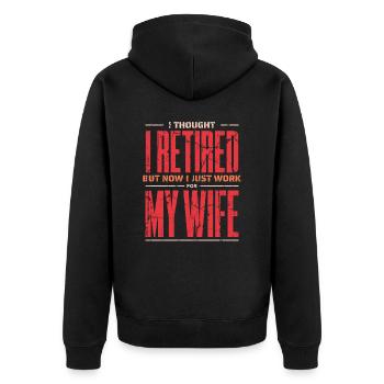 Rentner Ruhestand Rente Pensionierung - Unisex Premium Bio Zip Hoodie - Schwarz - Hinten - Nico (187cm)