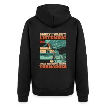 Storm Chasing Tornado Storm Meteorologist - Unisex Premium Organic Zip Hoodie - black - Back - Nico (187cm)