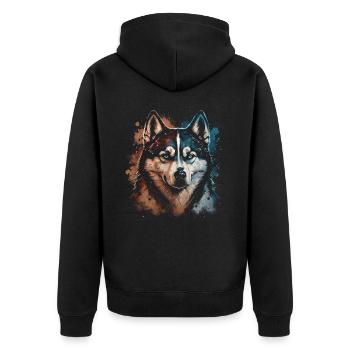 Chien Husky Sibérien - Veste à capuche bio Premium Unisexe - noir - Dos - Nico (187cm)