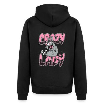Ratte Tier Ratten Nagetier - Unisex Premium Bio Zip Hoodie - Schwarz - Hinten - Nico (187cm)