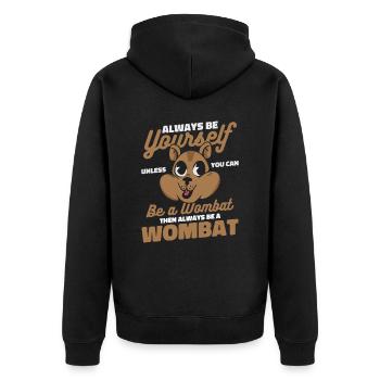 Wombat Animal Australia Womabts - Unisex Premium Organic Zip Hoodie - black - Back - Nico (187cm)