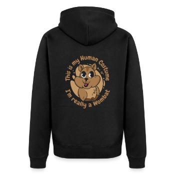 Wombat Animal Australia Womabts - Unisex Premium Organic Zip Hoodie - black - Back - Nico (187cm)