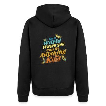 Schmetterling Monarchfalter Bunt Schmetterlinge - Unisex Premium Bio Zip Hoodie - Schwarz - Hinten - Nico (187cm)
