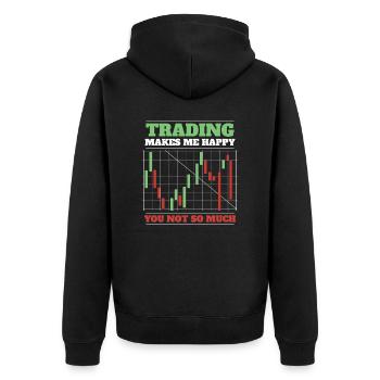 Stock Trading Trader Stock Exchange Trading Stocks - Unisex Premium Organic Zip Hoodie - black - Back - Nico (187cm)