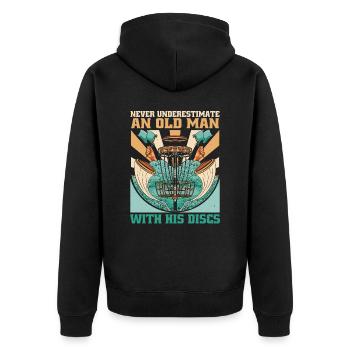 Sport Ulitmate Disc Golf - Unisex Premium Bio Zip Hoodie - Schwarz - Hinten - Nico (187cm)