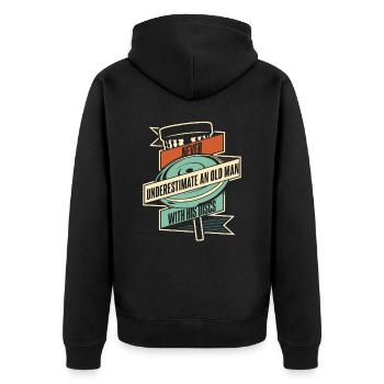 Sport Ulitmate Disc Golf - Unisex Premium Bio Zip Hoodie - Schwarz - Hinten - Nico (187cm)