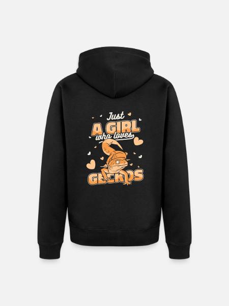 Gecko Geckos Echse - Unisex Premium Bio Zip Hoodie - Schwarz