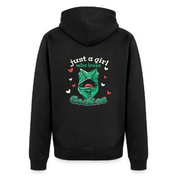 Gecko Gecko's Lizard - Unisex Premium Organic Zip Hoodie - black - Back - Nico (187cm)