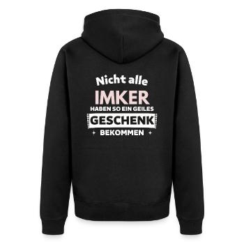 Nicht alle Imker bekommen so ein Geschenk - Unisex Premium Bio Zip Hoodie - Schwarz - Hinten - Nico (187cm)