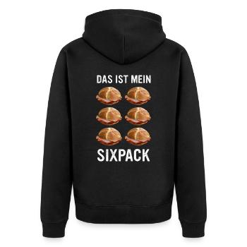 Leberkäs Bayern Leberkas Semmel Fleischkäse - Unisex Premium Bio Zip Hoodie - Schwarz - Hinten - Nico (187cm)