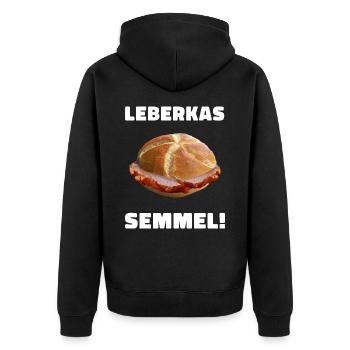 Leberkäs Bayern Leberkas Semmel Fleischkäse - Unisex Premium Bio Zip Hoodie - Schwarz - Hinten - Nico (187cm)
