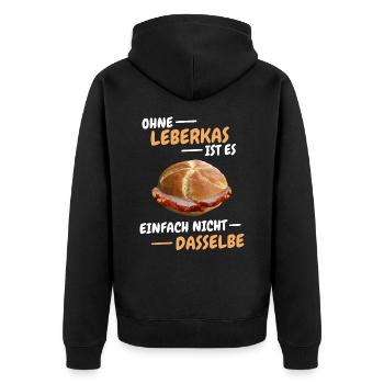 Leberkäs Bayern Leberkas Semmel Fleischkäse - Unisex Premium Bio Zip Hoodie - Schwarz - Hinten - Nico (187cm)